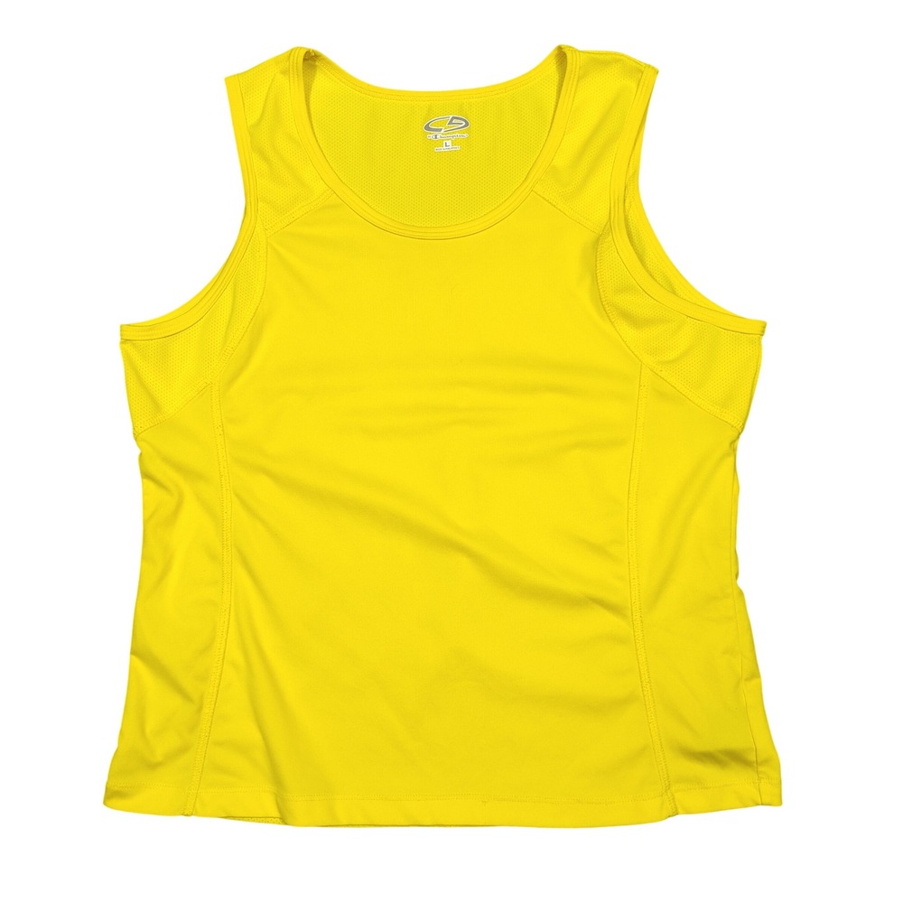 C9 by Champion Tank Top Womens L Activewear Yellow Solid Mesh Back Running 0922
